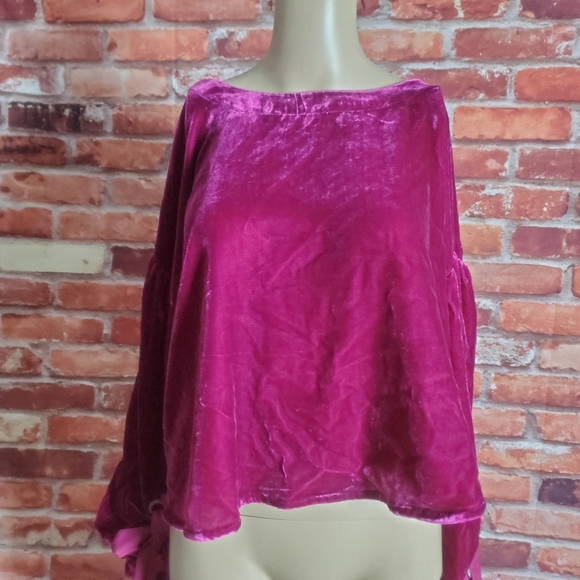 Free People Velvet Open Back Shirt Large - Picture 2 of 3